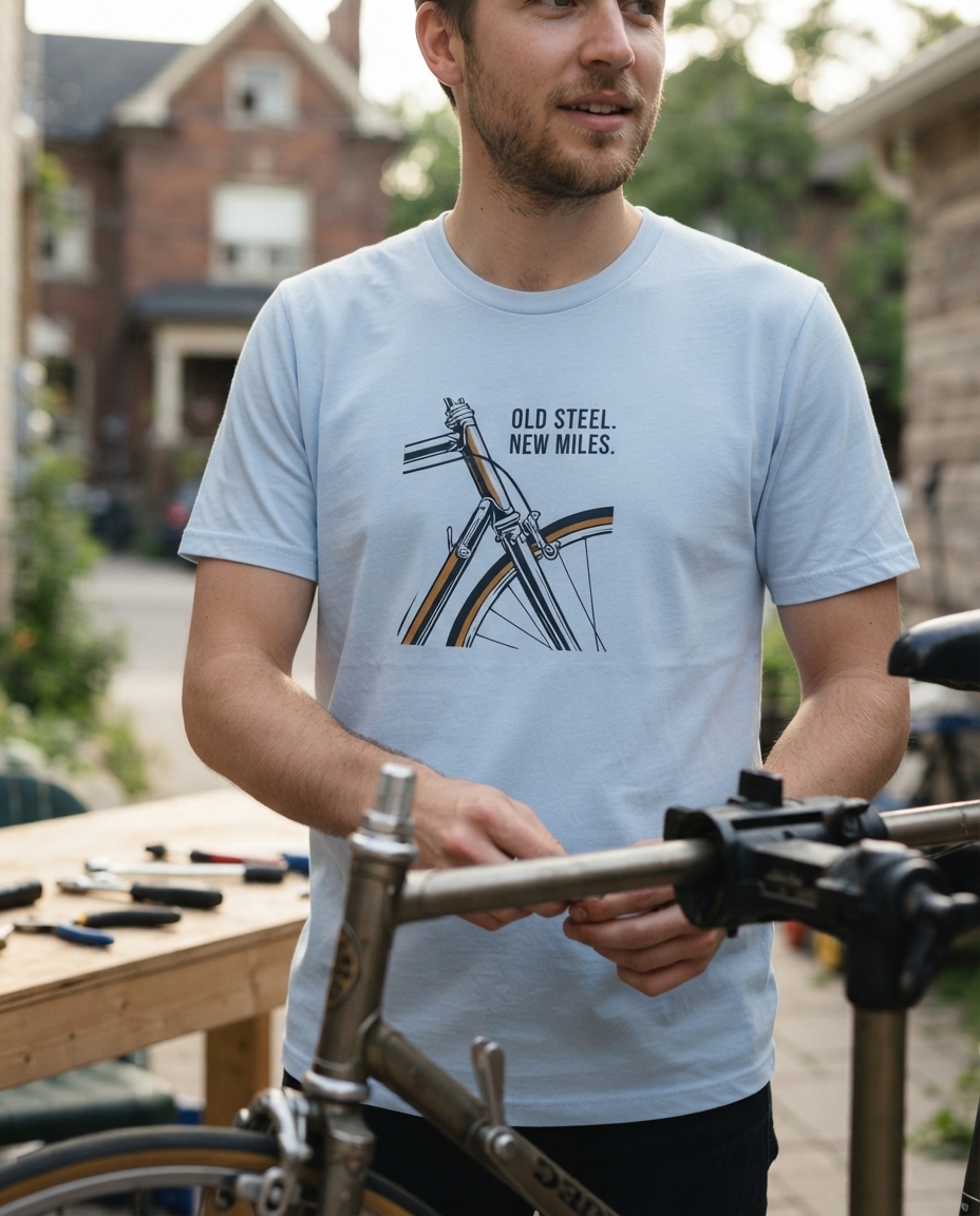 OLD STEEL.NEW MILES. in a lifestyle setting